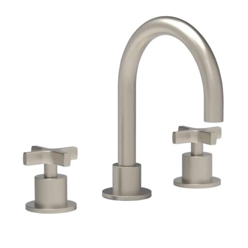 coalbrook bank 3 hole deck mounted mixer with round spout | brushed nickel