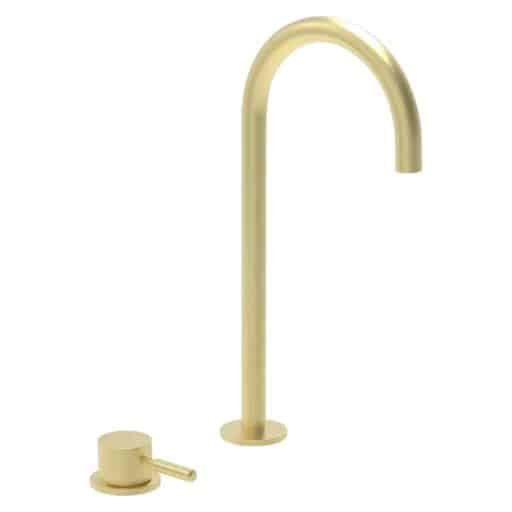Brushed-Brass-Coalbrook-Domo-2-Hole-Deck-Mounted-Mixer-Round-Tall-Spout-DO1004BB