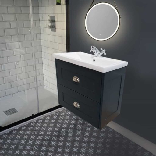 Louise Wall Hung Vanity Unit with Modern Ceramic Sink Bespoke Painted