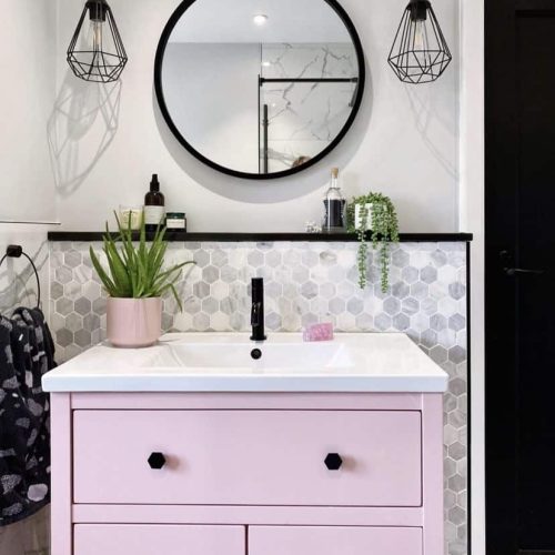 pink bathroom vanity unit